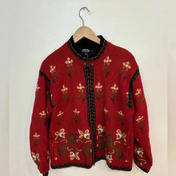 VTG ICELANDIC DESIGN Wool zip up lined oversized sweater jacket sz M - Picture 4 of 11